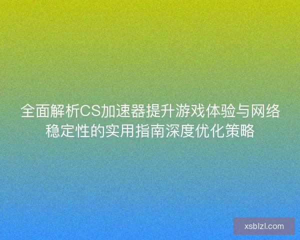 全面解析CS加速器提升游戏体验与网络稳定性的实用指南深度优化策略